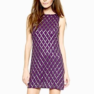 Alice + Olivia Purple and Silver Mini Dress